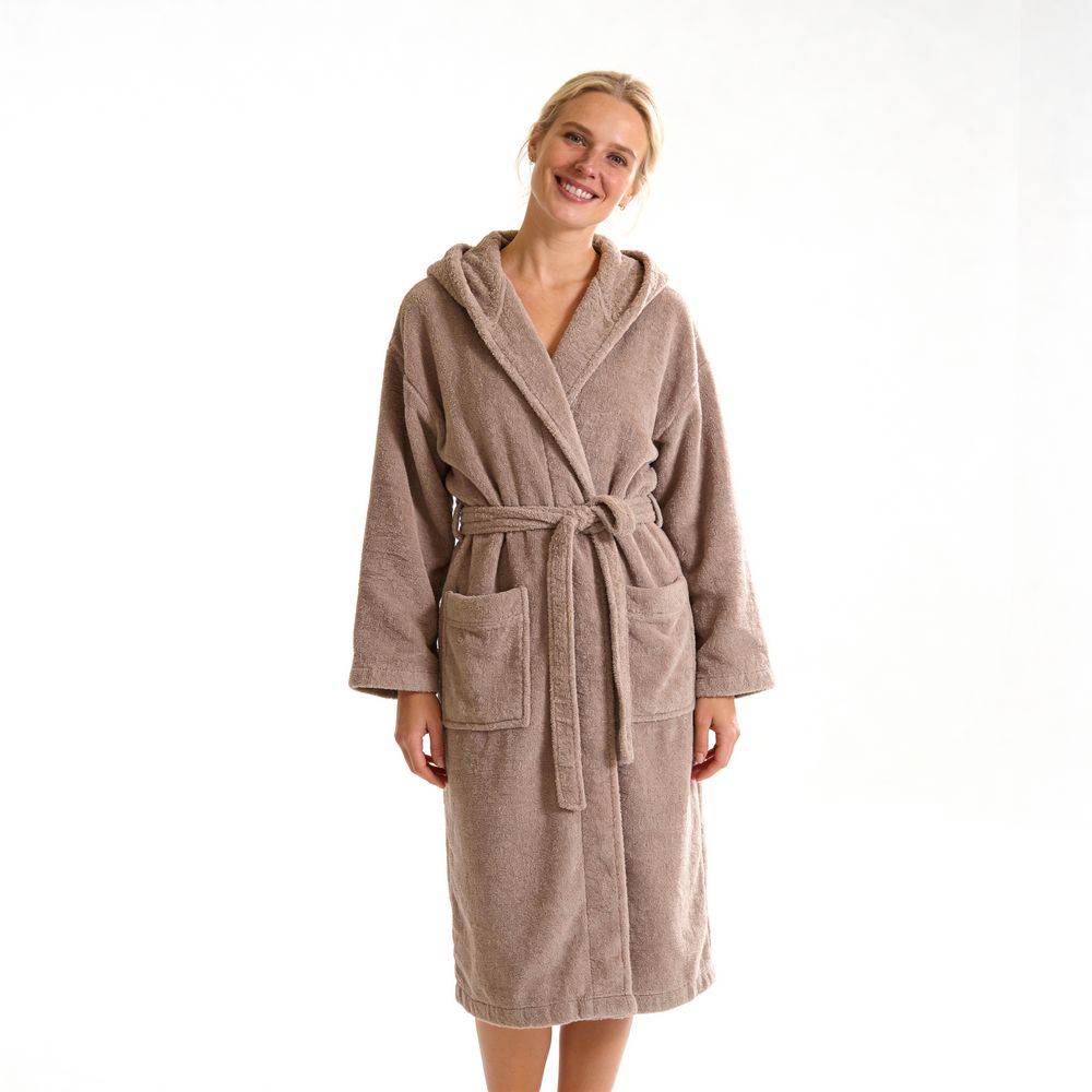 Accappatoio in Cotone con cappuccio Zero Tortora