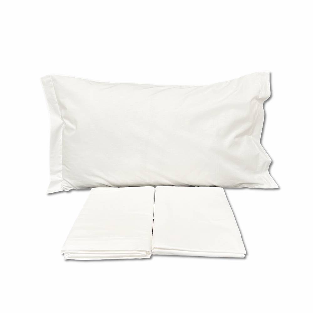 Completo Lenzuola Percalle Bianco Singolo