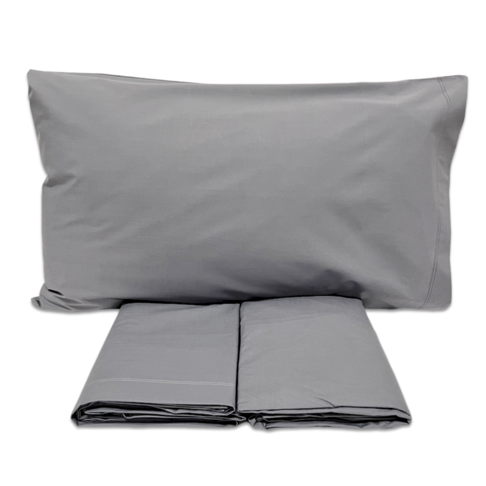 Completo Lenzuola Percalle Grigio Singolo