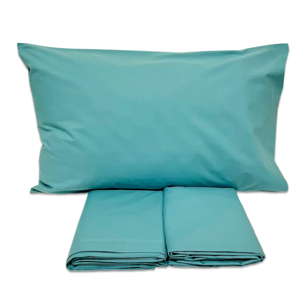 Completo Lenzuola Percalle Verde Singolo