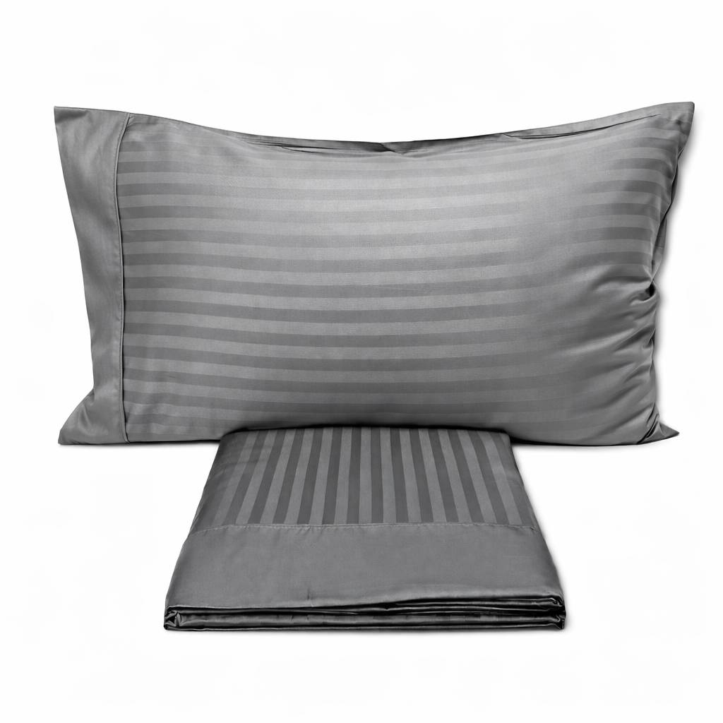 Completo Lenzuola Hotel Venezia Raso di cotone Antracite Matrimoniale