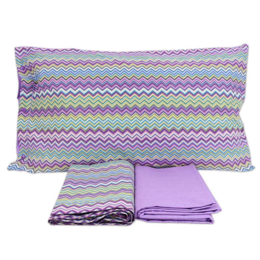 Completo Lenzuola Baia zig zag Viola Piazza e mezzo