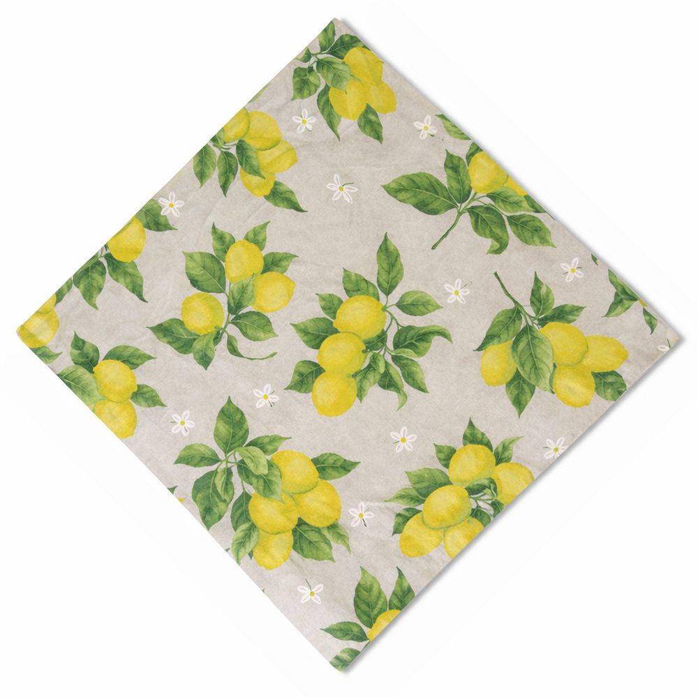 Centrotavola su misura Limoni e Fiori fondo Beige