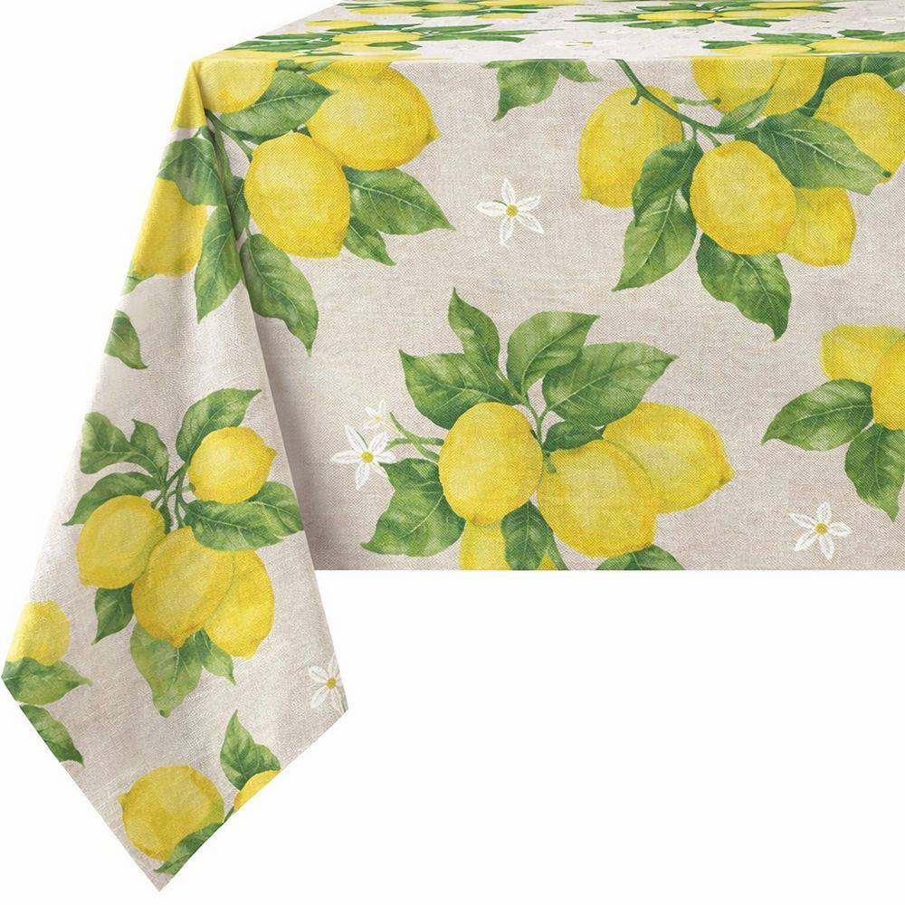 Tovaglia su misura Limoni e Fiori fondo Beige