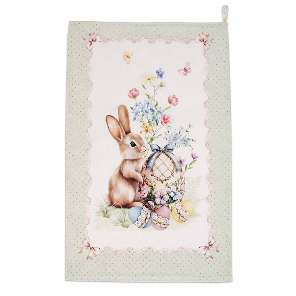 Canovaccio Stampa Digitale Rabbit Uova cornice Pois