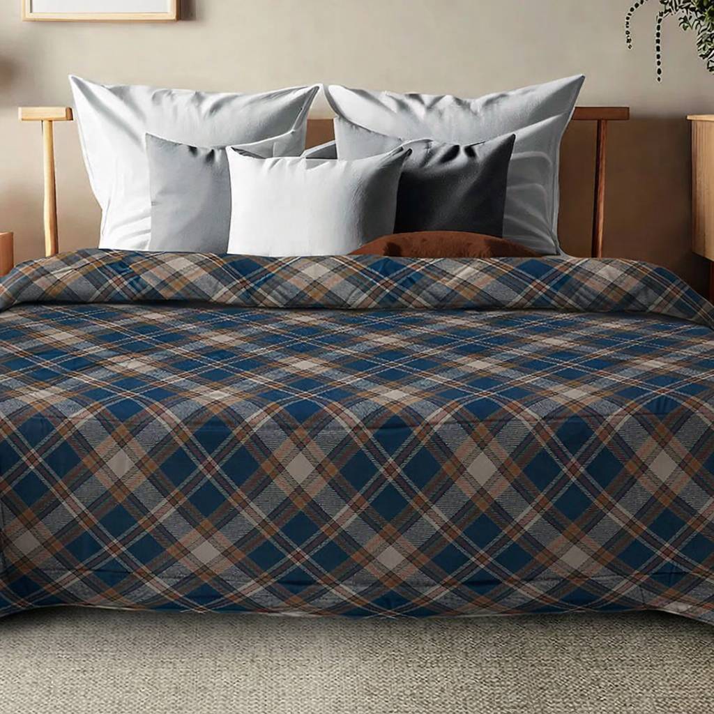 Trapunta Piazza e mezzo Ambra Scozzese Elliot blu 220 x 250