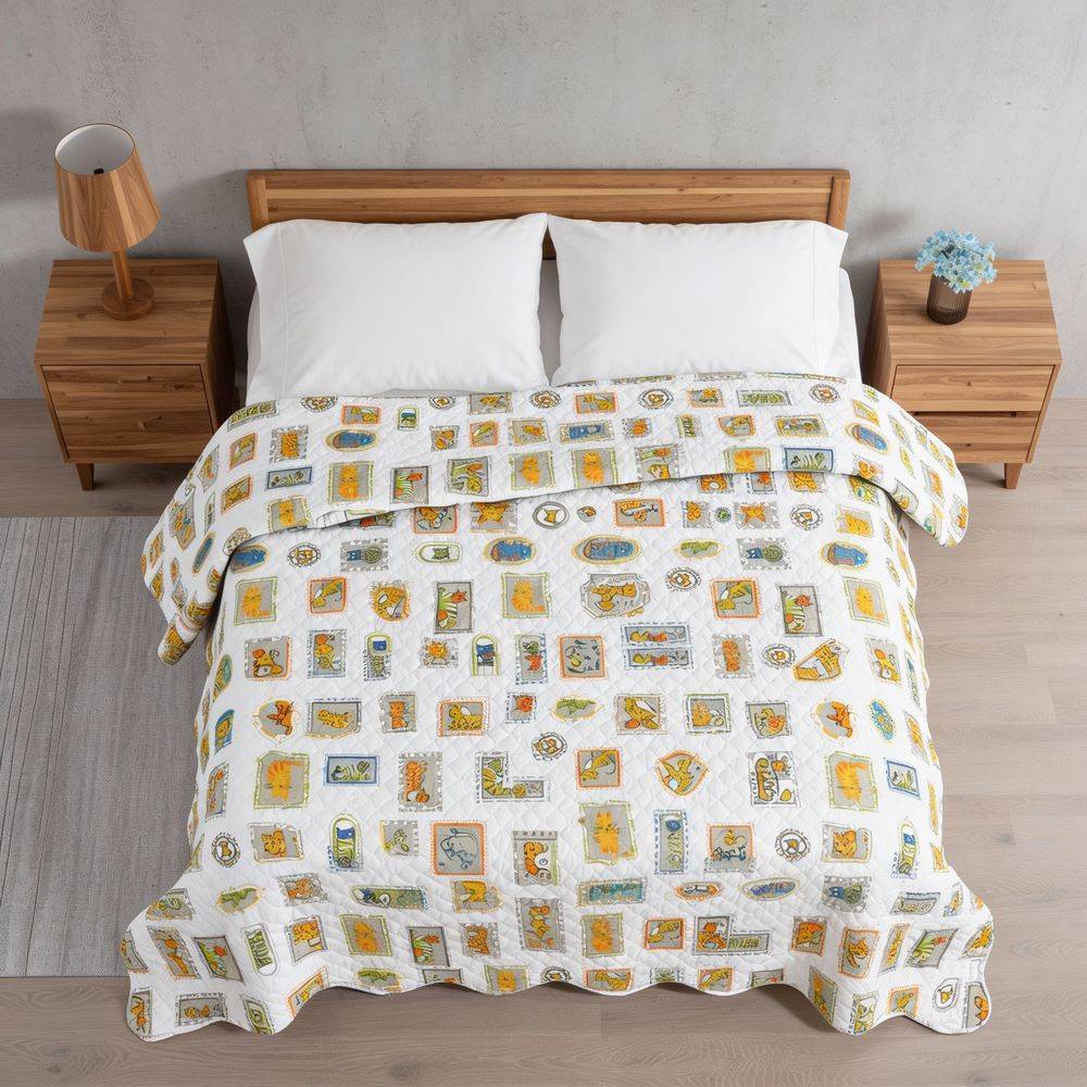 Boutis Copriletto estivo Pinsonic Gatti Ritratti Matrimoniale