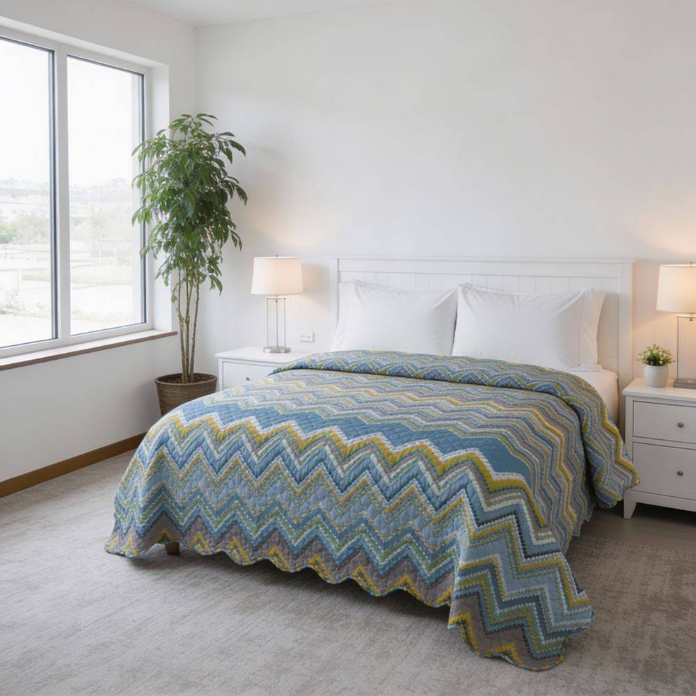 Boutis Copriletto estivo Pinsonic Zigo Zago Matrimoniale