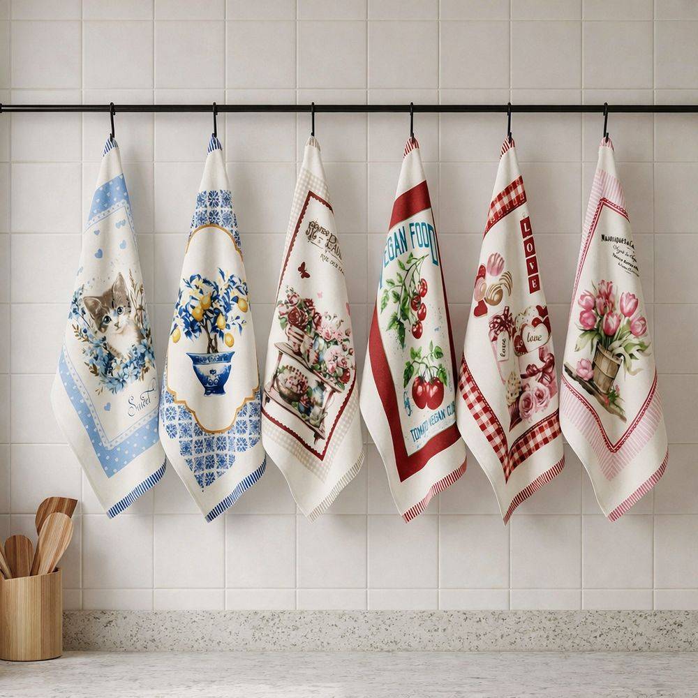 Set 6 Canovacci cucina spugna Country Nature