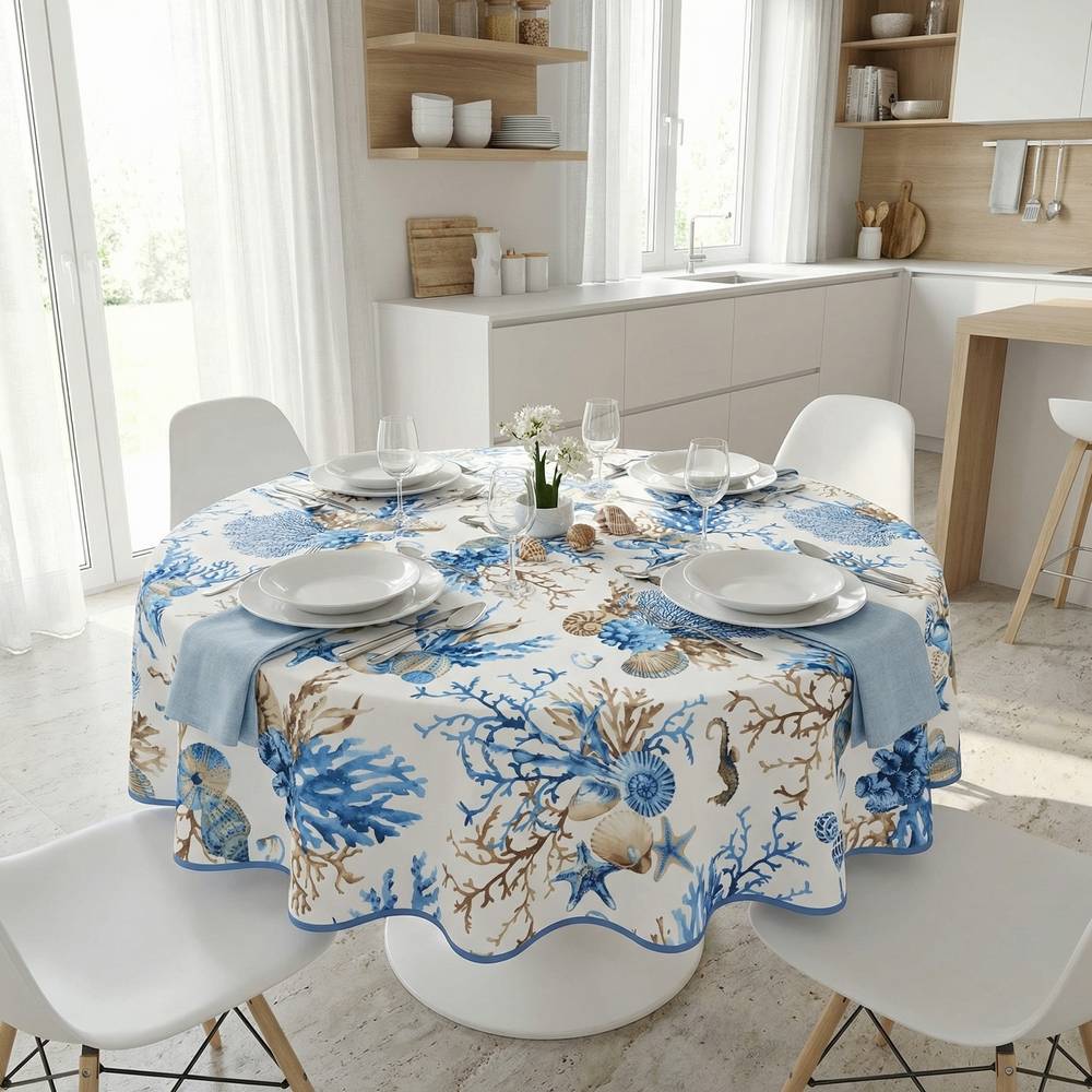 Tovaglia antimacchia rotonda Splash Ischia Cavallucci e Conchiglie 160