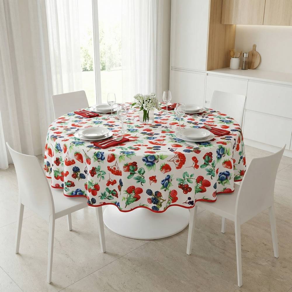 Tovaglia antimacchia rotonda Splash Delicious Frutti Rossi 160