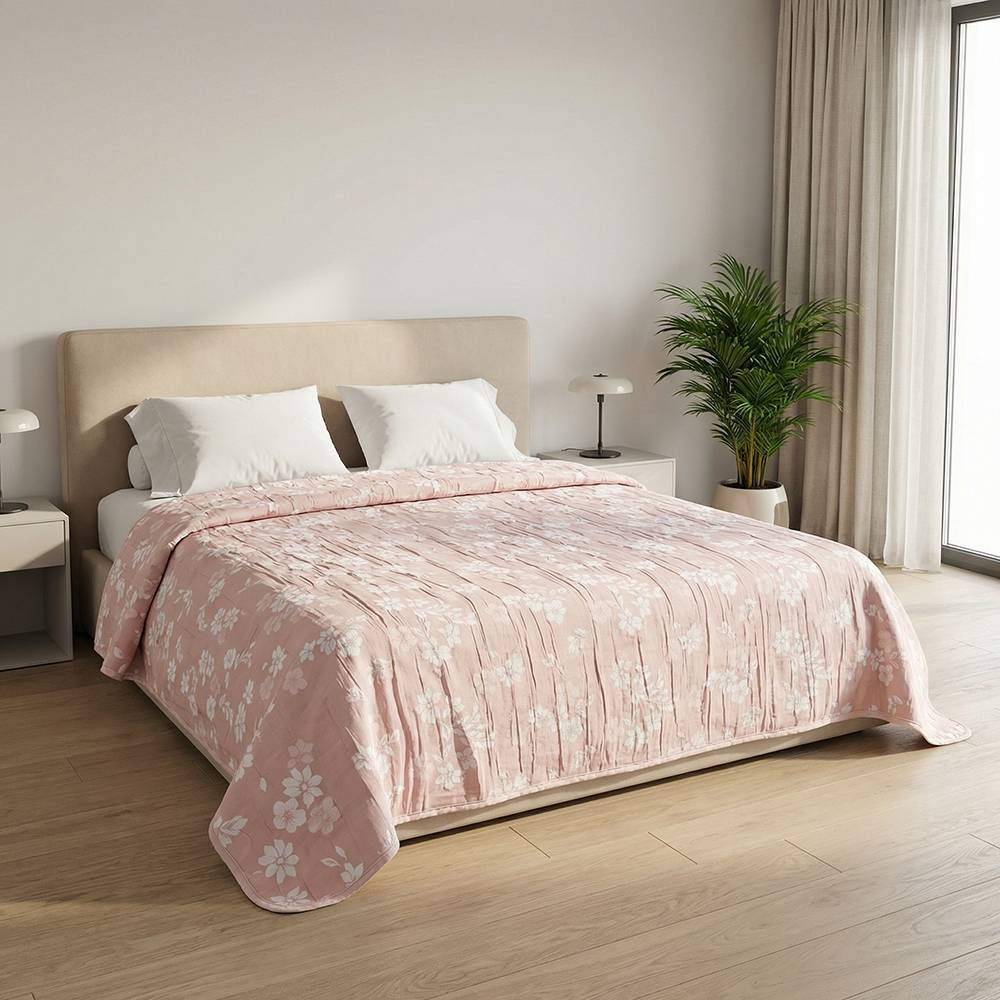 Copriletto mezzastagione jacquard Fiori Rosa matrimoniale