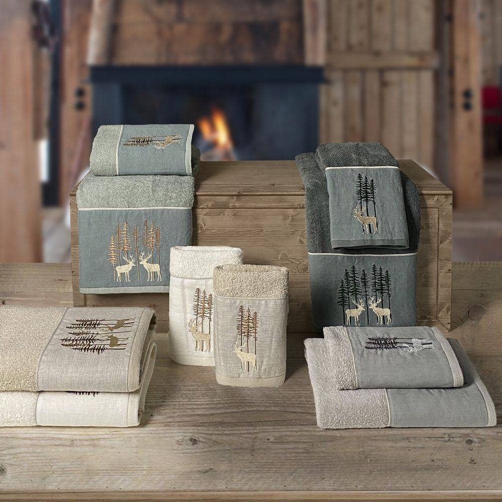 Coppia asciugamani CREOLE profilo Lino Ortisei Silver