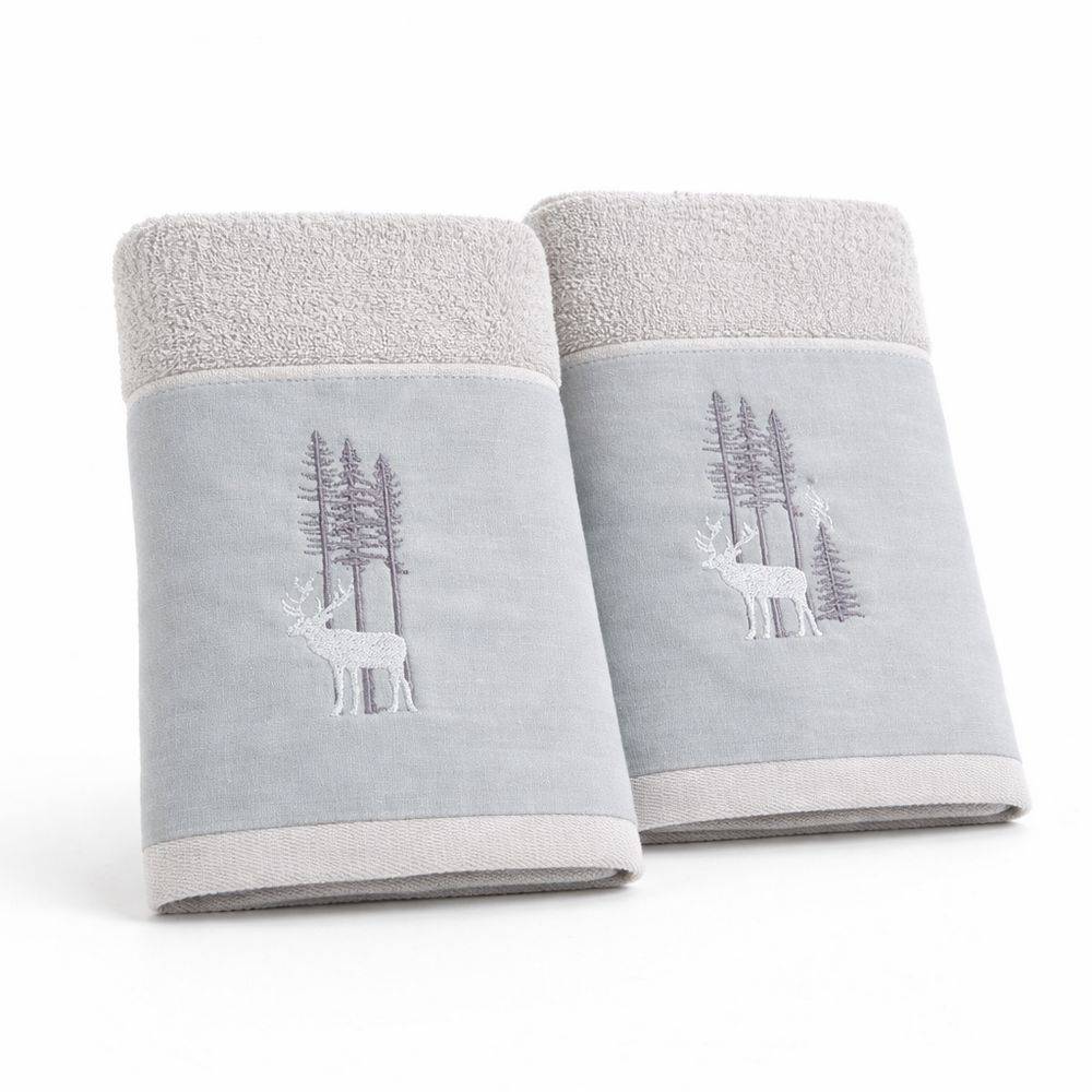 Coppia asciugamani CREOLE profilo Lino Ortisei Silver