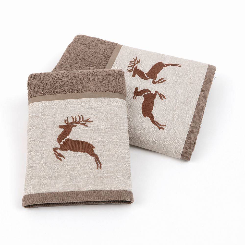 Coppia asciugamani CREOLE profilo Lino Renne Tortora