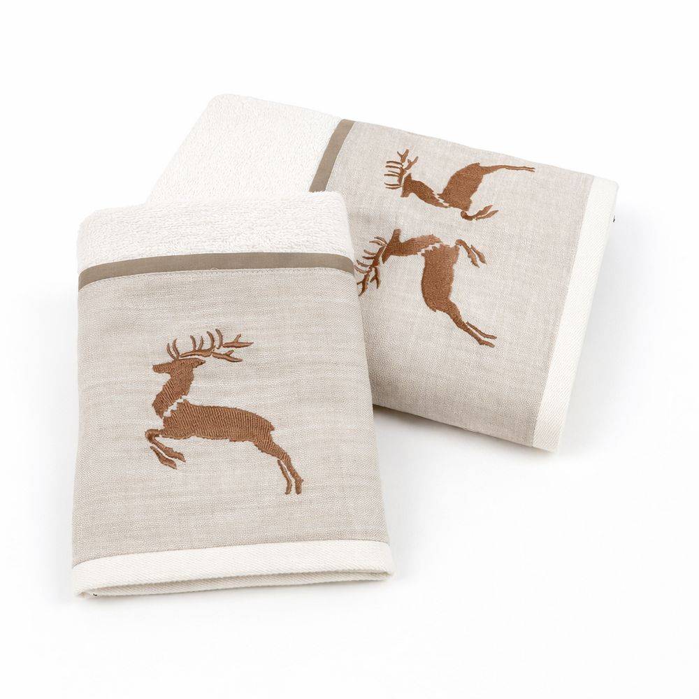 Coppia asciugamani CREOLE profilo Lino Renne Panna