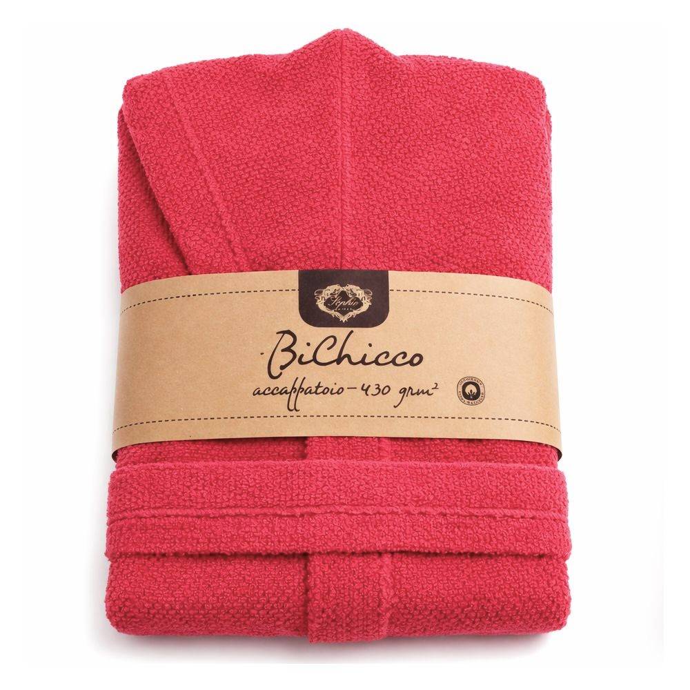 Accappatoio con cappuccio chicco di riso Rosso Fragola