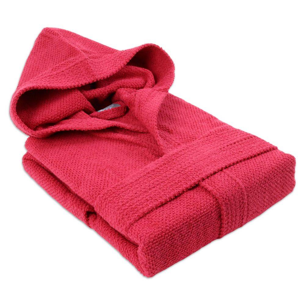 Accappatoio con cappuccio chicco di riso Rosso Fragola