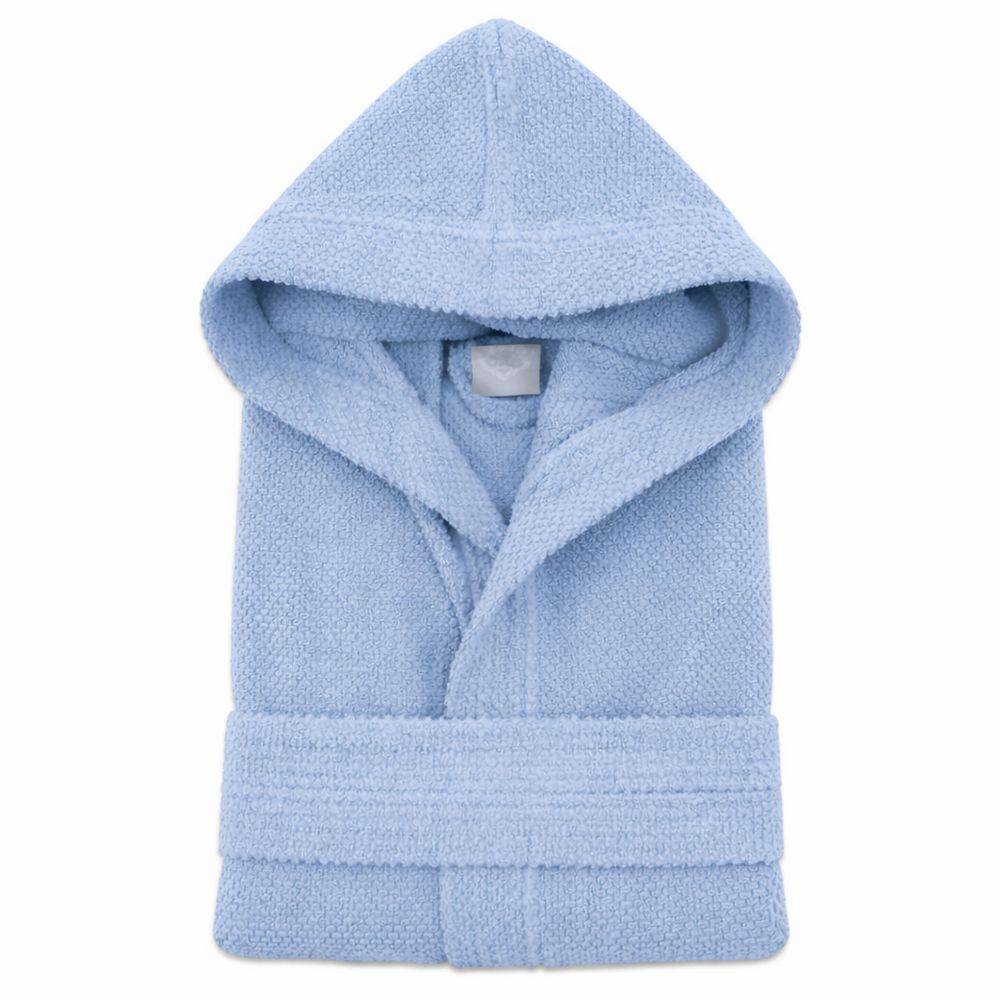 Accappatoio con cappuccio chicco di riso Azzurro Cielo