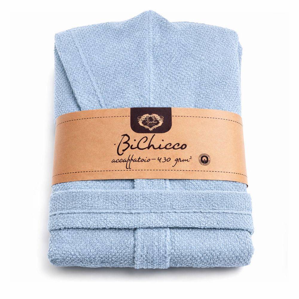 Accappatoio con cappuccio chicco di riso Azzurro Cielo