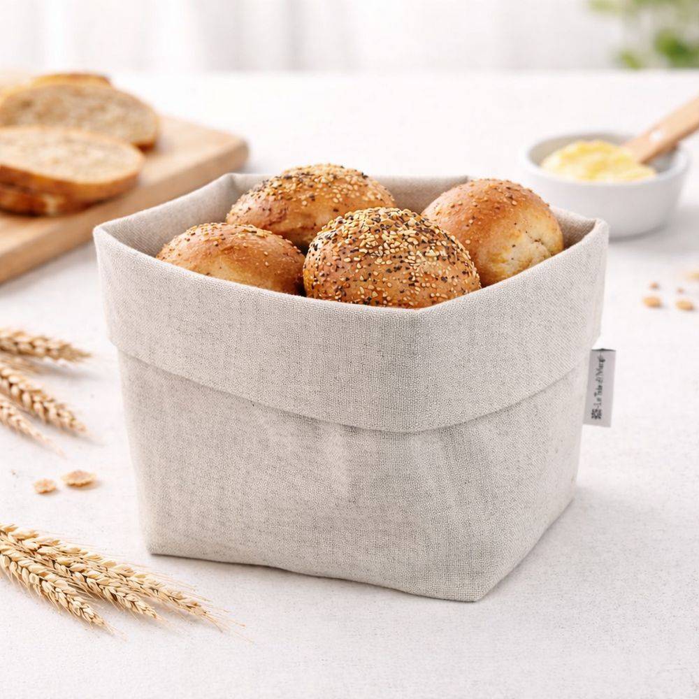 Cestino Portapane in Cotone Doubleface Tinta unita Grigio