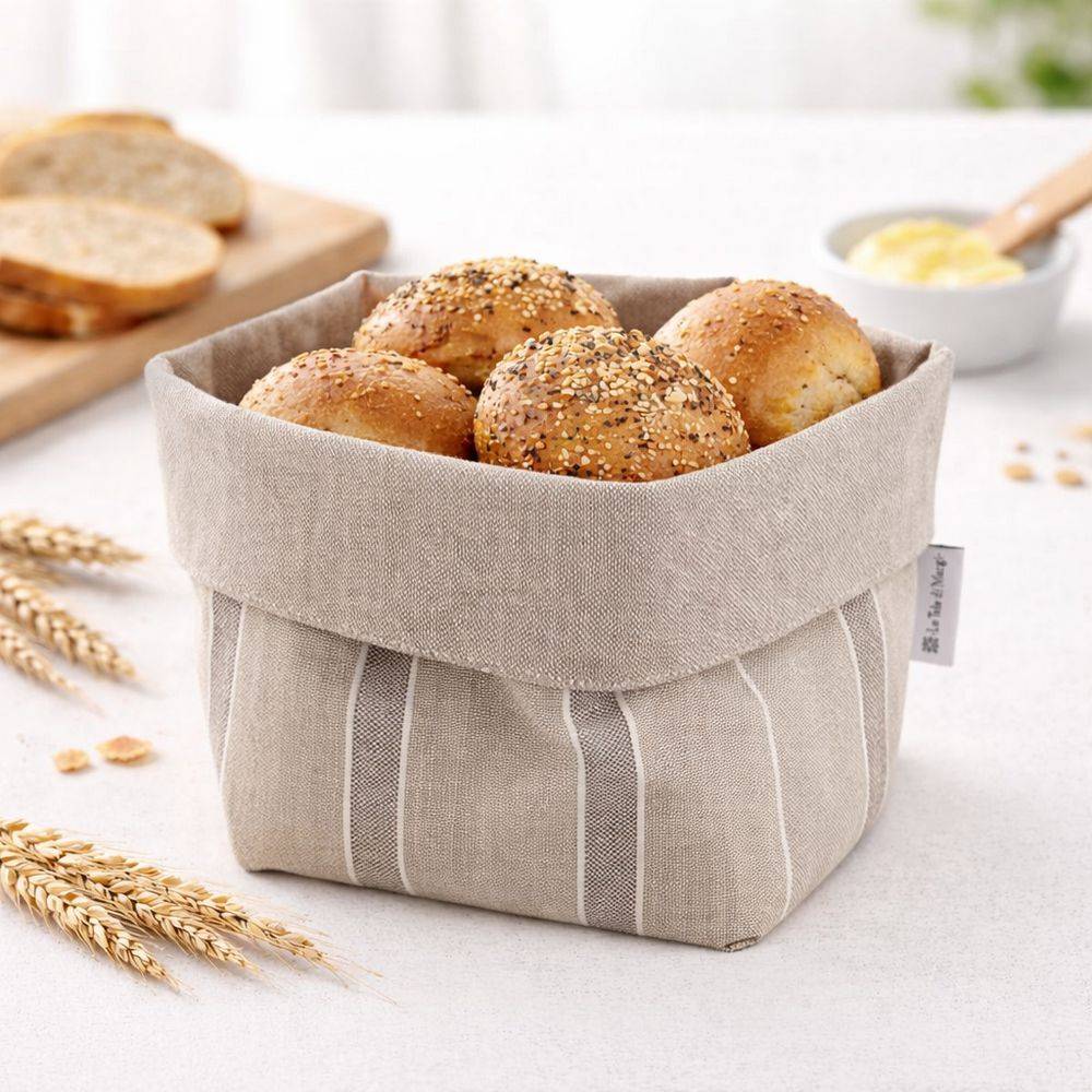 Cestino Portapane in Cotone Doubleface California Beige