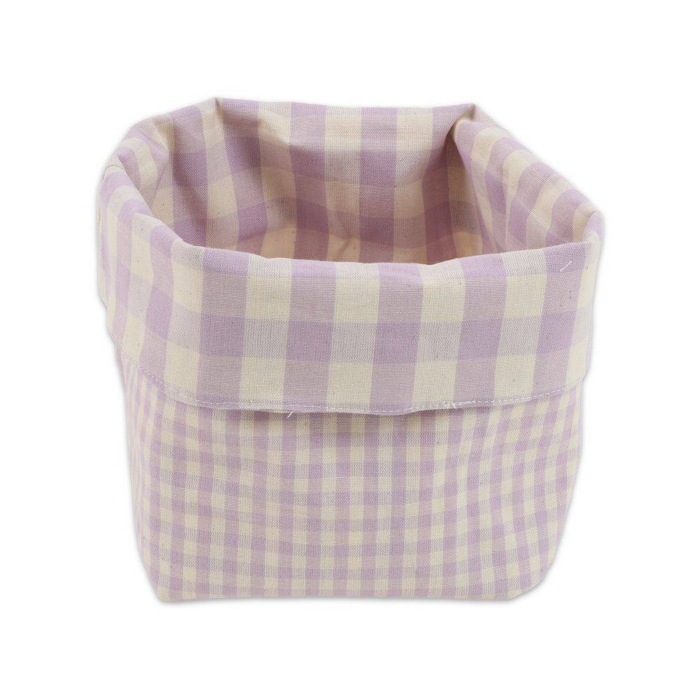 Cestino Portapane in Cotone Doubleface Quadretto Lilla