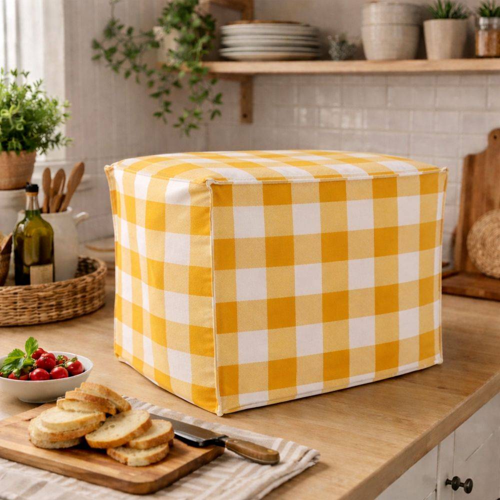 Copriaffettatrice in Cotone Quadretto grande Giallo