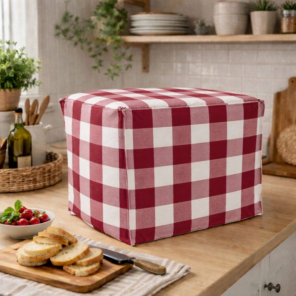 Copriaffettatrice in Cotone Quadretto grande Rosso