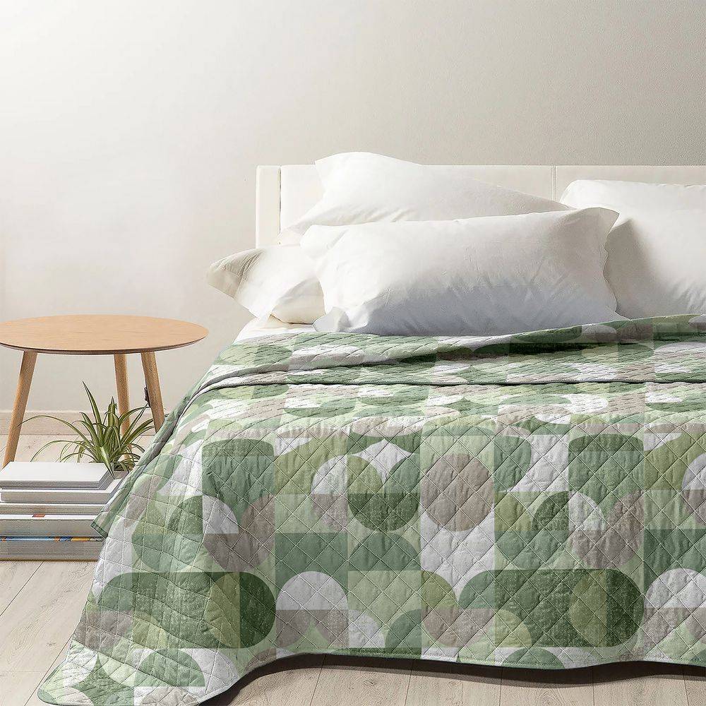 Trapuntino mezzastagione Geometrico Cerchi Verde 25 Piazza e mezzo