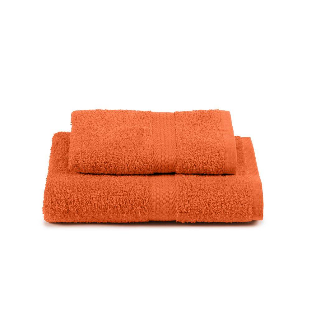 Coppia Asciugamani Caleffi in spugna Minorca Arancio
