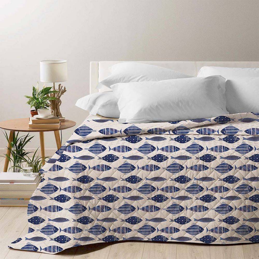 Boutis copriletto Merida Pesci Blu Piazza e mezzo