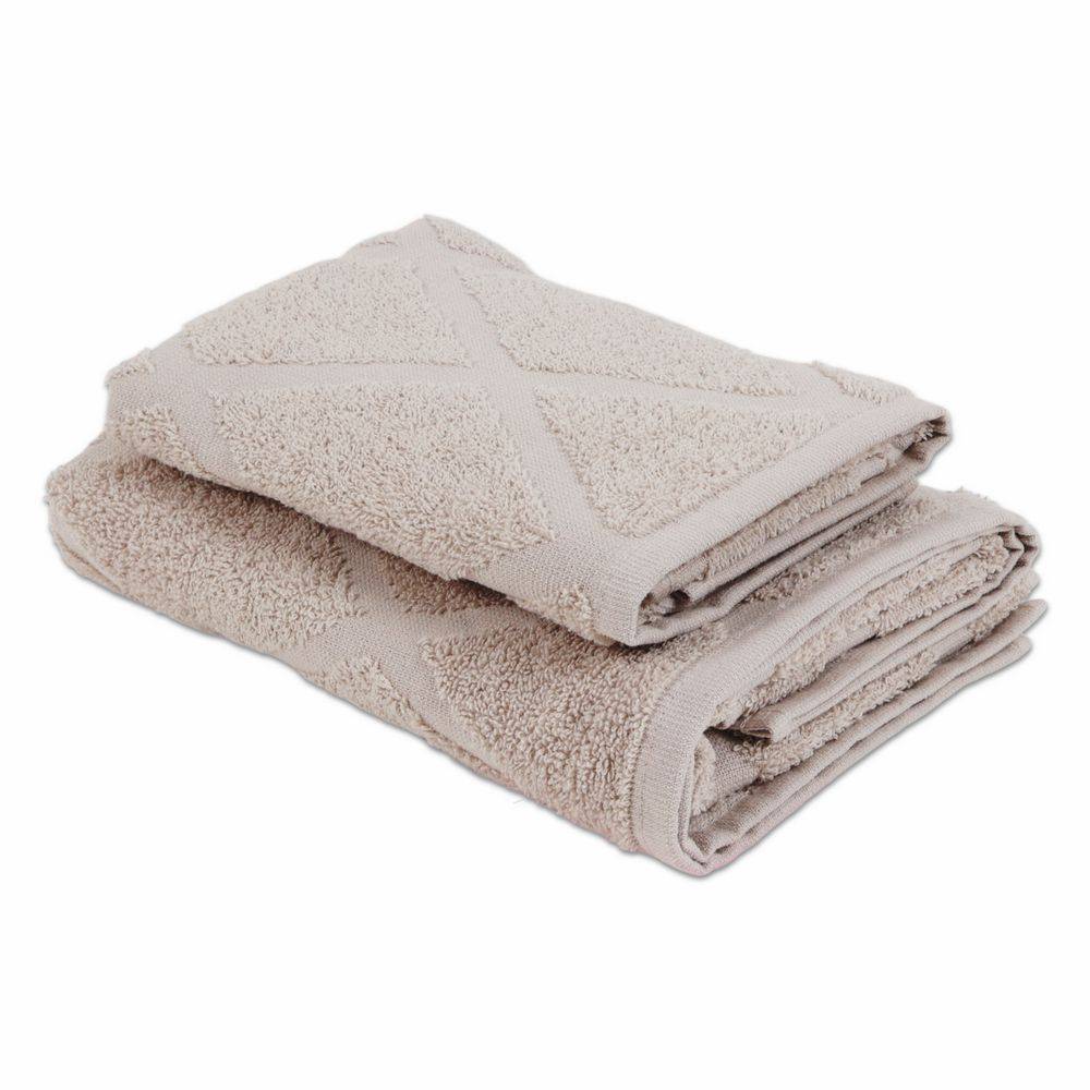 Coppia asciugamani Spugna Jacquard Rendel Sabbia