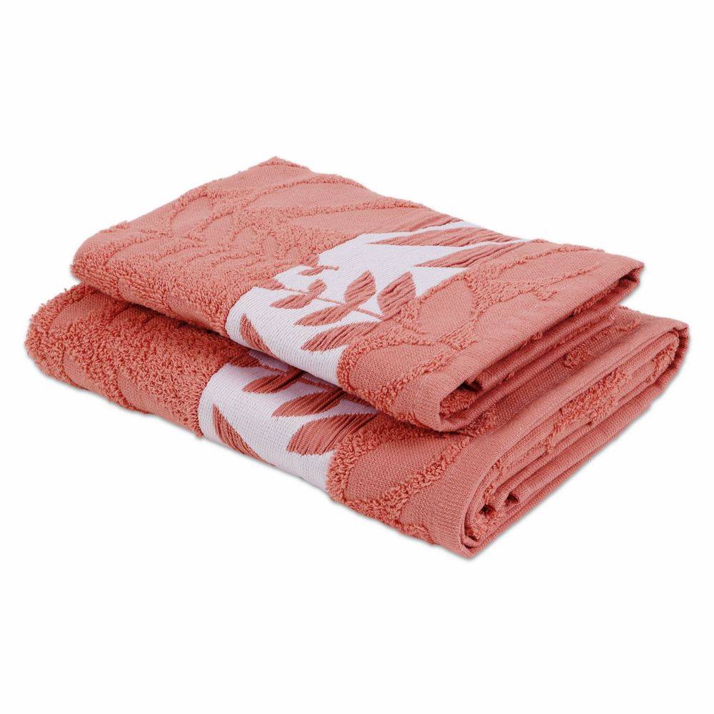 Coppia asciugamani Spugna Jacquard Sela Rosa