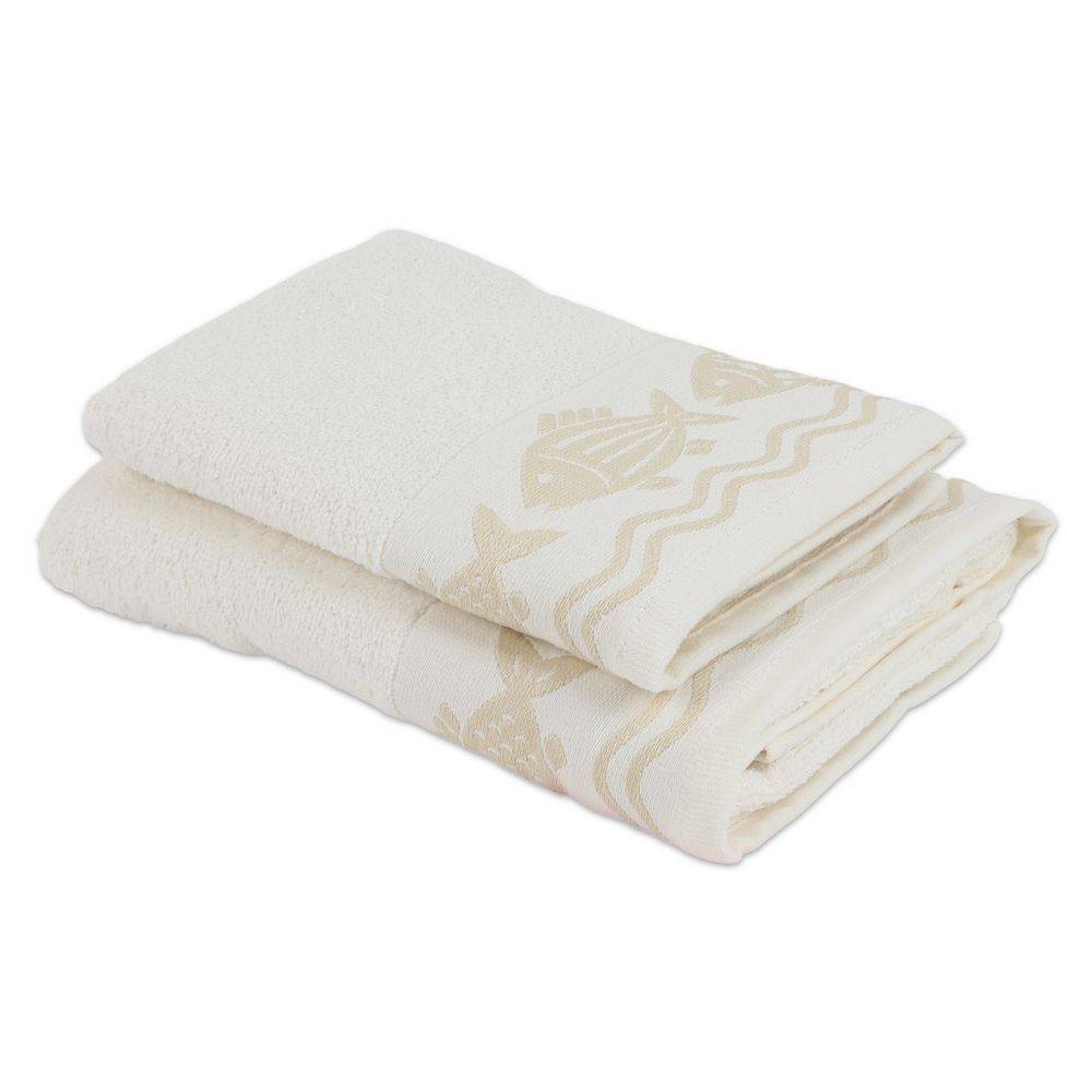 Coppia asciugamani Spugna Jacquard Lemmy Panna