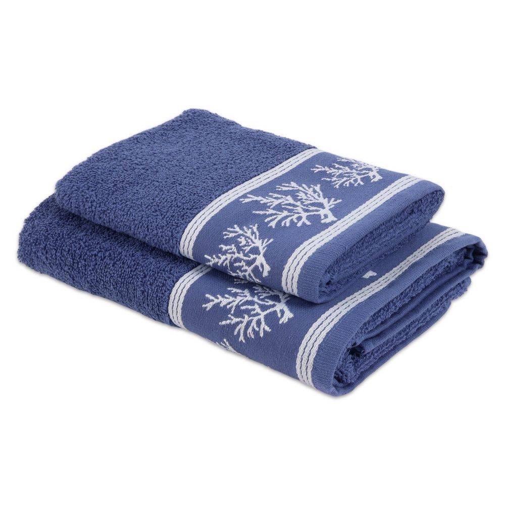Coppia asciugamani Spugna Jacquard Koin Blu