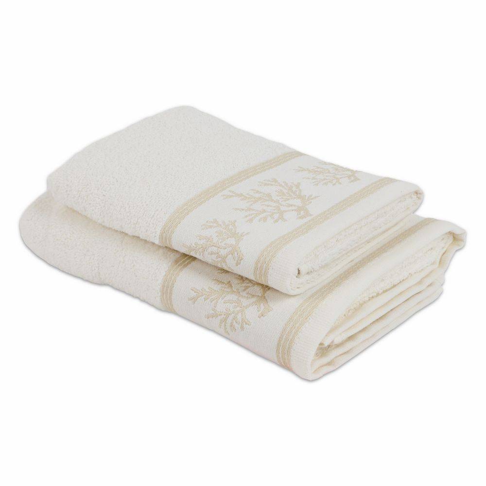 Coppia asciugamani Spugna Jacquard Koin Panna