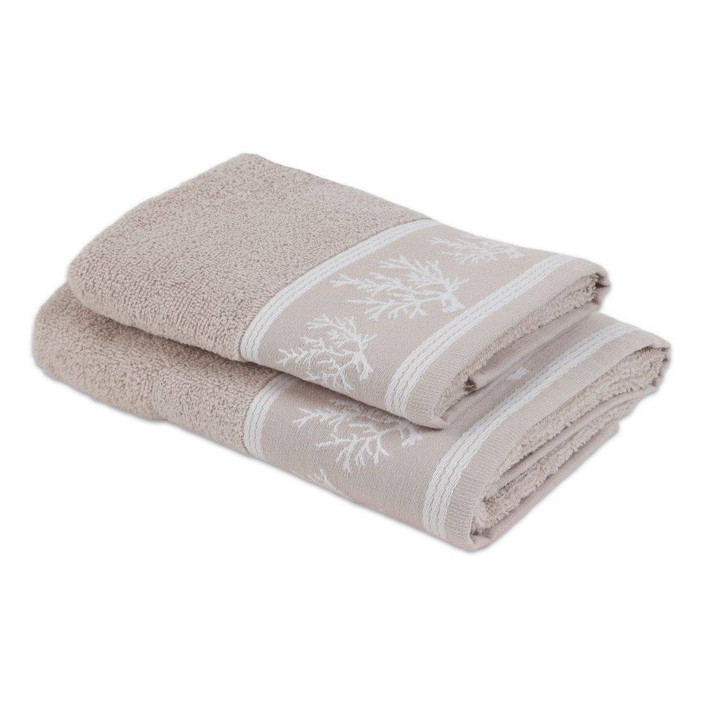Coppia asciugamani Spugna Jacquard Koin Sabbia