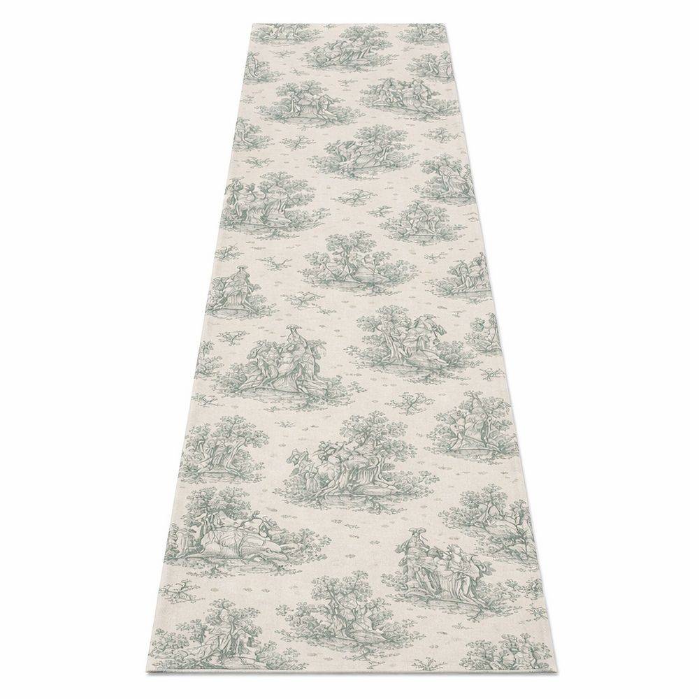 Runner su misura Toile de Jouy Salvia fondo Panna
