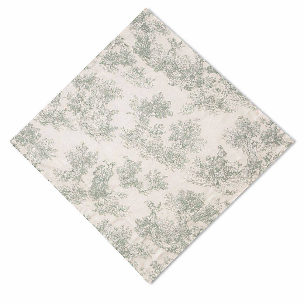 Centrotavola su misura Toile de Jouy Salvia fondo Panna