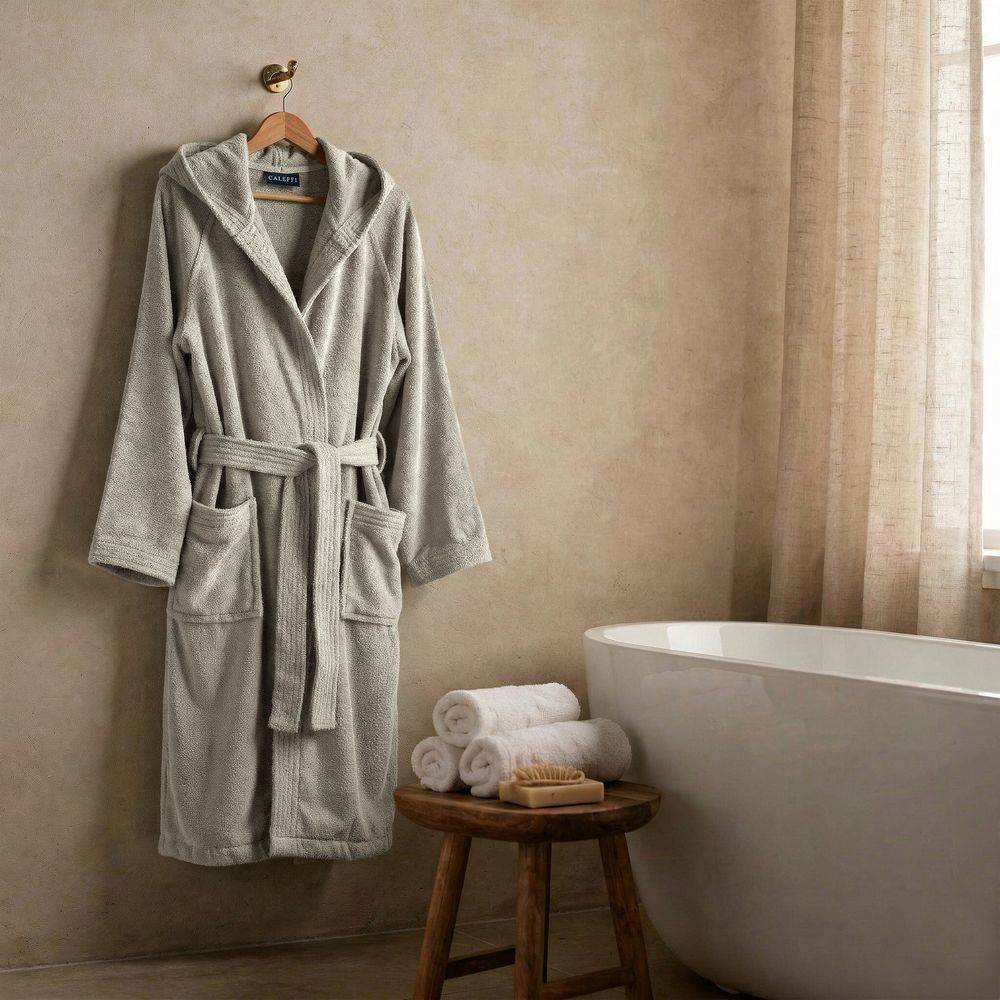 Accappatoio Con Cappuccio Caleffi in Spugna Minorca Naturale Personalizzato
