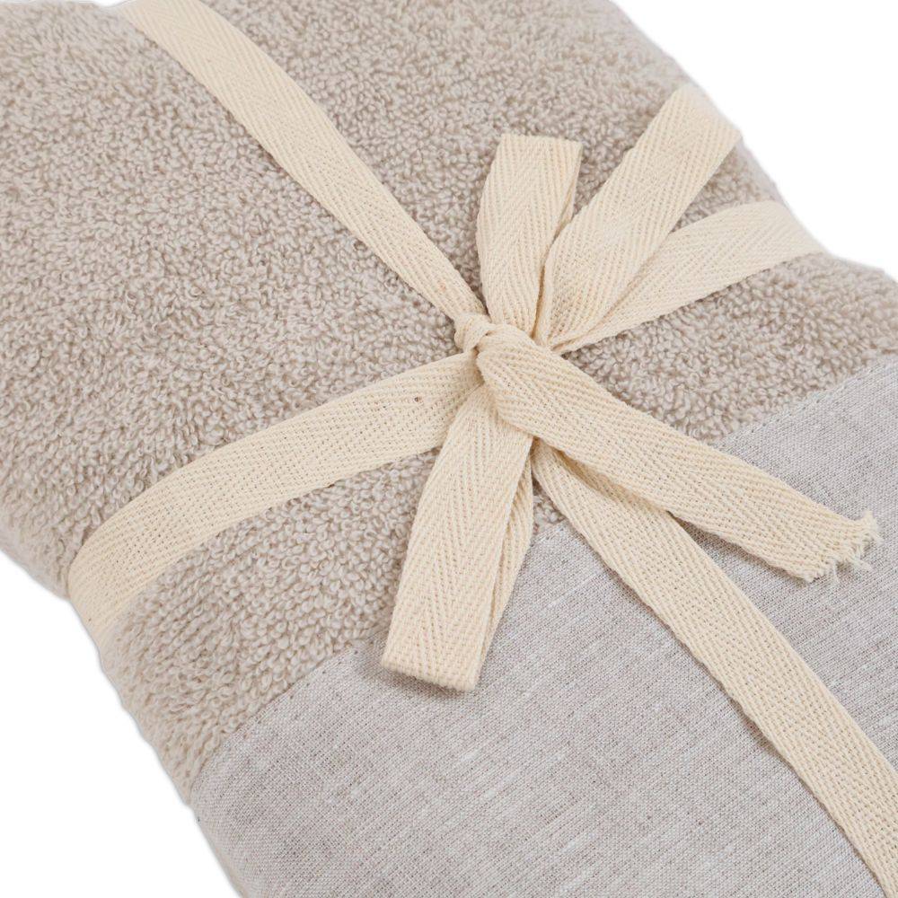Coppia Asciugamani Natural Lino Tortora