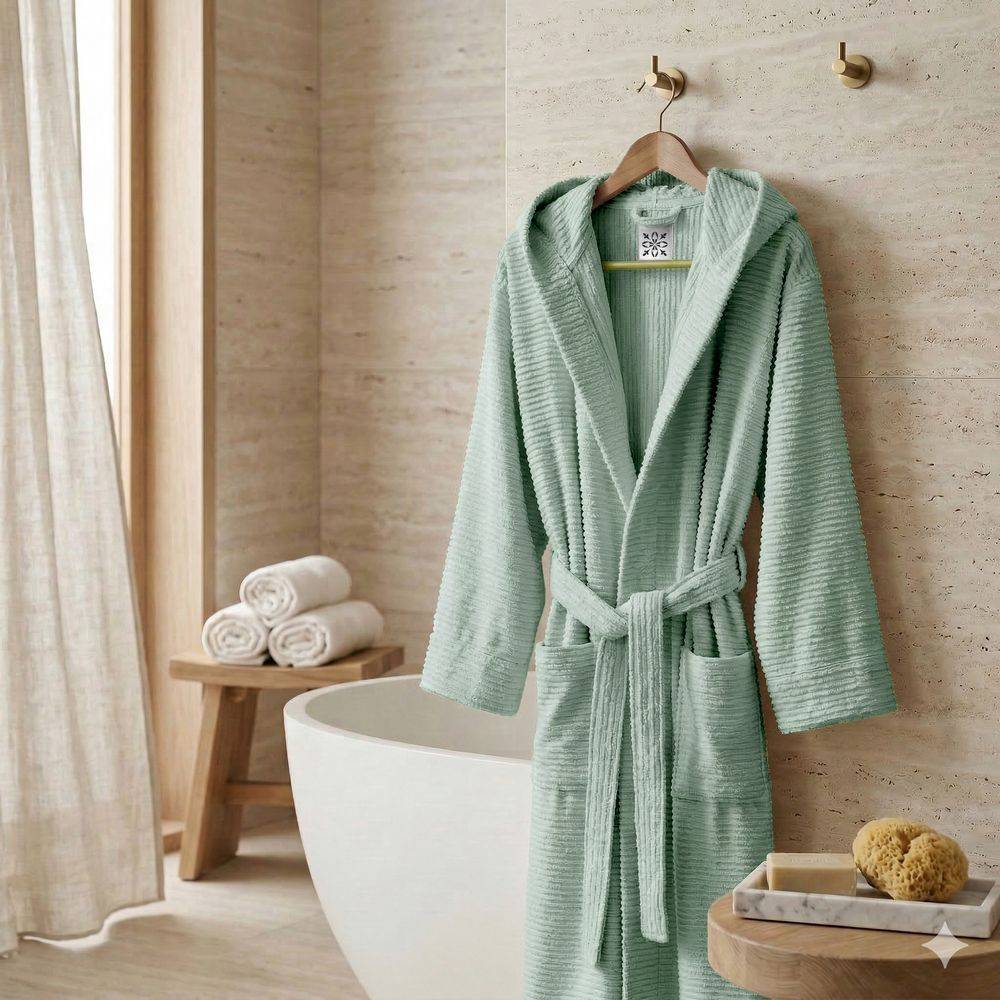 Accappatoio Con Cappuccio in Spugna Boutique Salvia Personalizzato