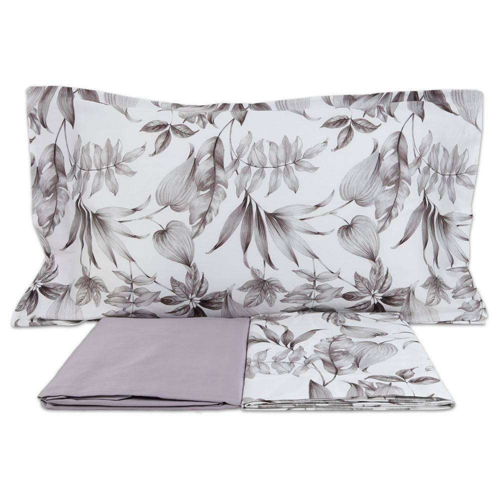 Completo Lenzuola Raso di cotone Blumy Lames Grigio Matrimoniale