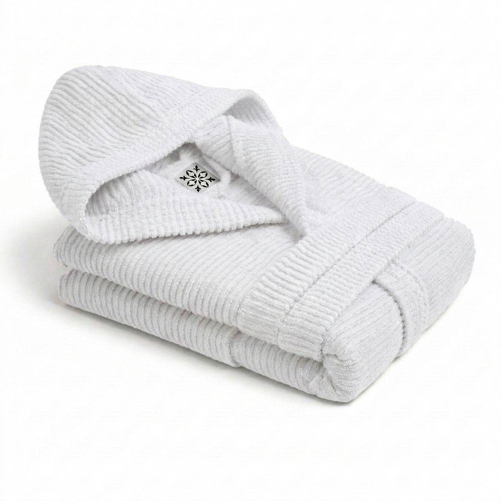 Accappatoio Con Cappuccio in Spugna Boutique Bianco Personalizzato