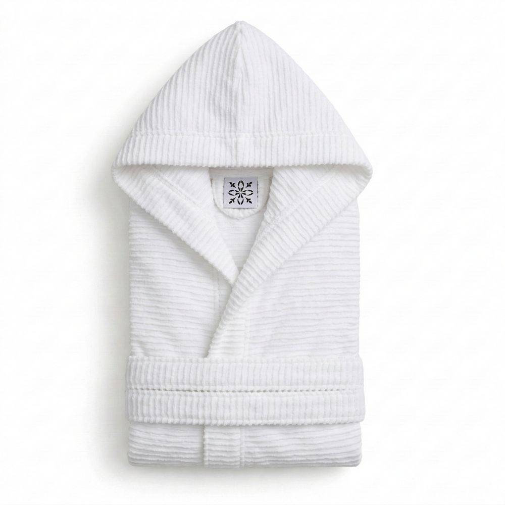 Accappatoio Con Cappuccio in Spugna Boutique Bianco Personalizzato