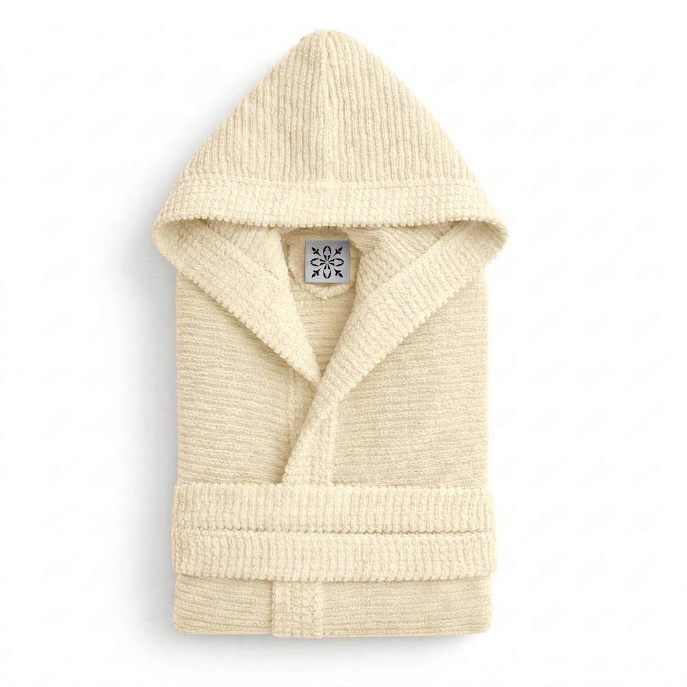 Accappatoio Con Cappuccio in Spugna Boutique Crema Personalizzato