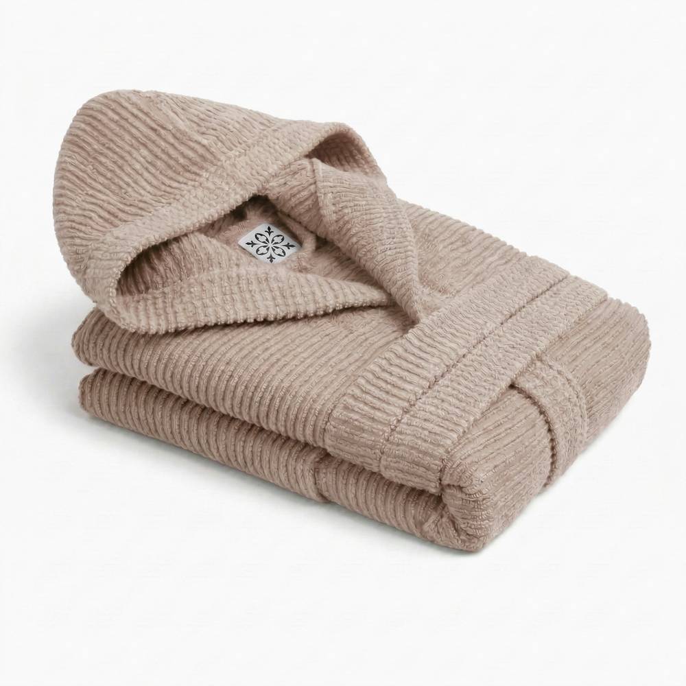 Accappatoio Con Cappuccio in Spugna Boutique Tortora Personalizzato