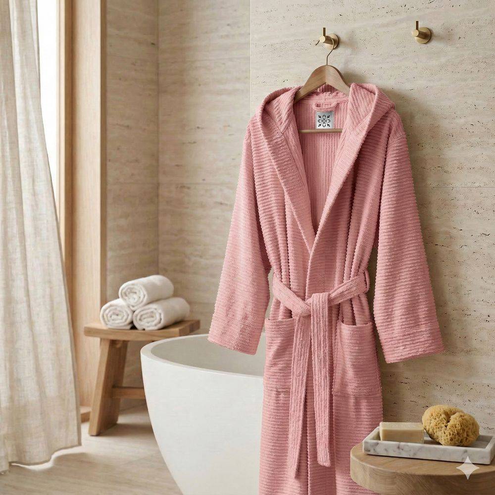 Accappatoio Con Cappuccio in Spugna Boutique Rosa Personalizzato