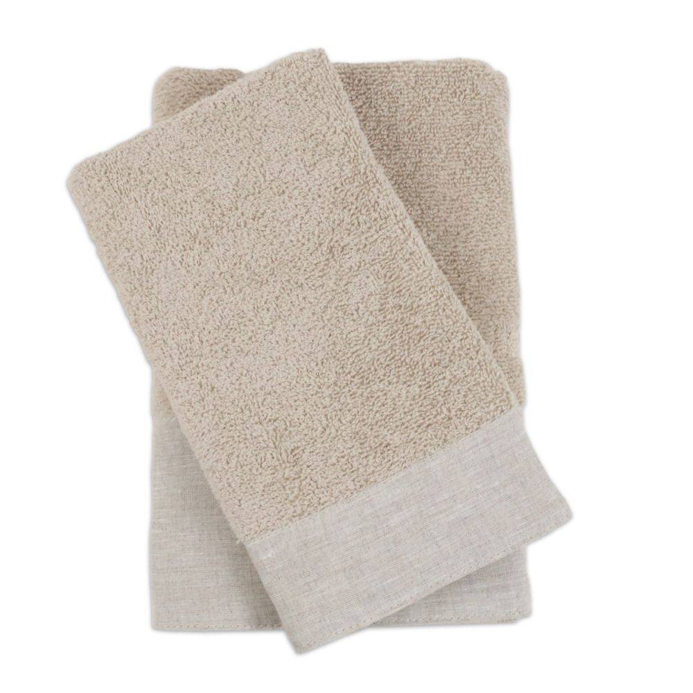 Coppia Asciugamani Natural Lino Tortora Personalizzato